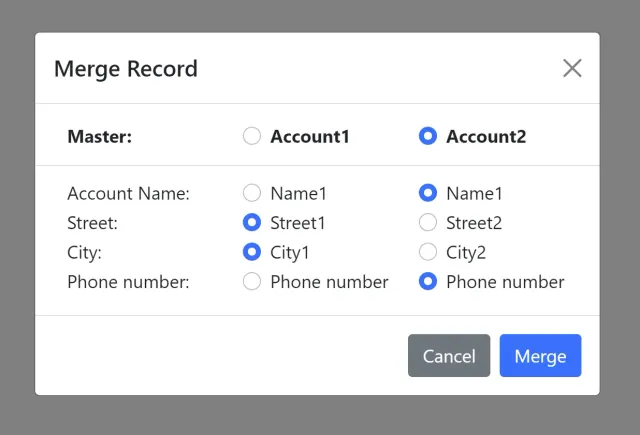 Merge Dialog visual